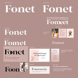 A beautifully designed presentation showing the Fonet font in various styles and contexts, showcasing its elegant and modern characteristics