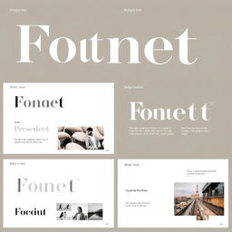 A beautifully designed presentation showing the Fonet font in various styles and contexts, showcasing its elegant and modern characteristics