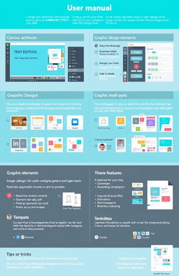 A detailed user manual showcasing various tools and features available in the Canva app