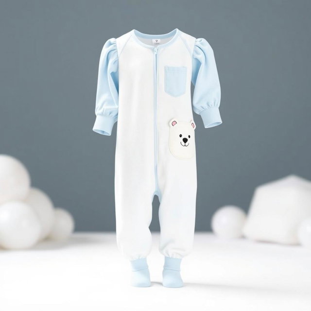 Adorable newborn pajamas designed for comfort, featuring balloon sleeves in a soft baby blue color