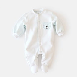A pair of newborn pajamas designed for an infant, featuring balloon sleeves in a soft baby blue color