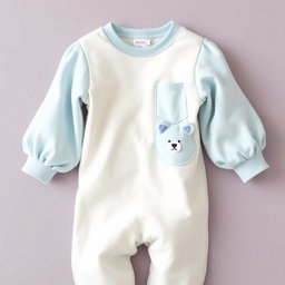 A cozy newborn pajamas design featuring balloon sleeves in a soft baby blue color