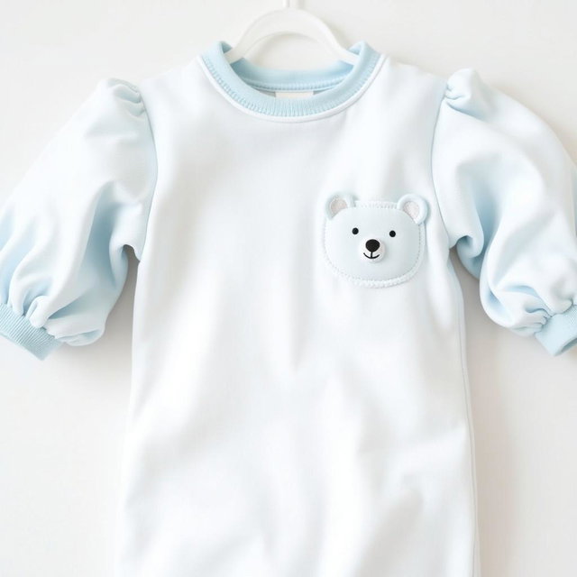 A cozy newborn pajamas design featuring balloon sleeves in a soft baby blue color