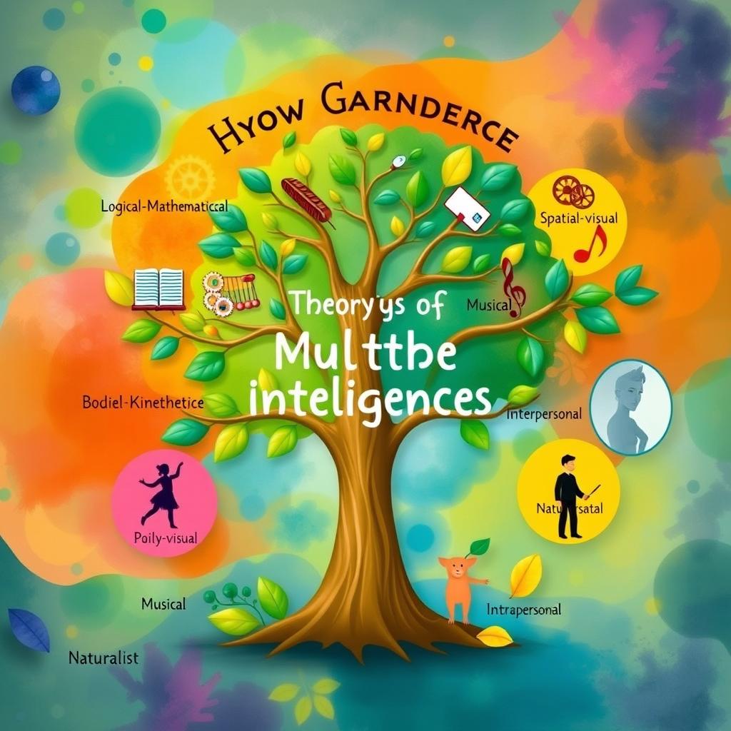 An engaging and colorful illustration depicting Howard Gardner's Theory of Multiple Intelligences