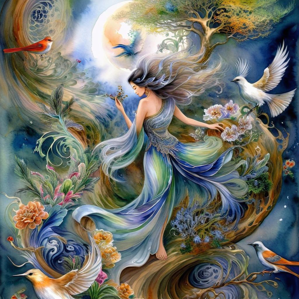 Enchanting Moonlit Fairy with Mermaid Tail