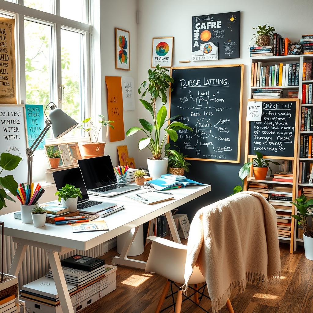A visually inspiring workspace that promotes creativity, focus, and attention