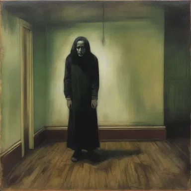 The haunting painting depicts the despair of anaclitic depression in a visually striking manner.