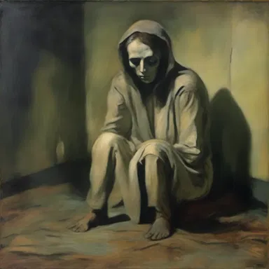 The haunting painting depicts the despair of anaclitic depression in a visually striking manner.