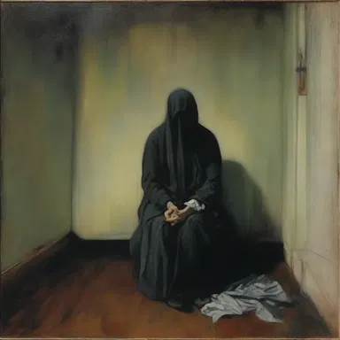 The haunting painting depicts the despair of anaclitic depression in a visually striking manner.