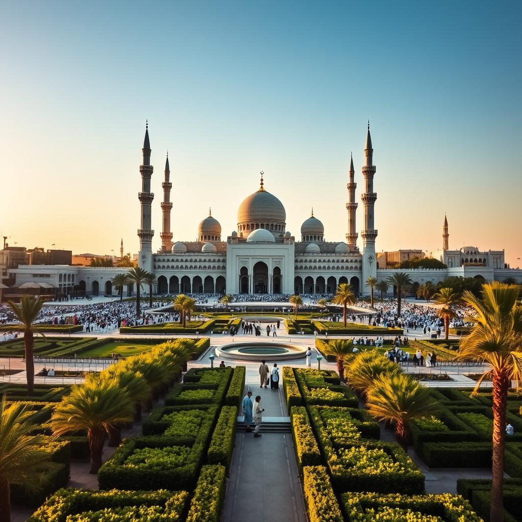A breathtaking view of Madina, showcasing the stunning architecture of the Prophet's Mosque