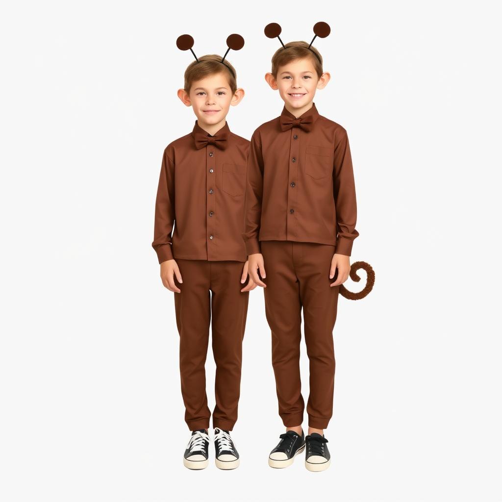 A full-body image of a simple monkey costume designed for children aged 12 to 13 years