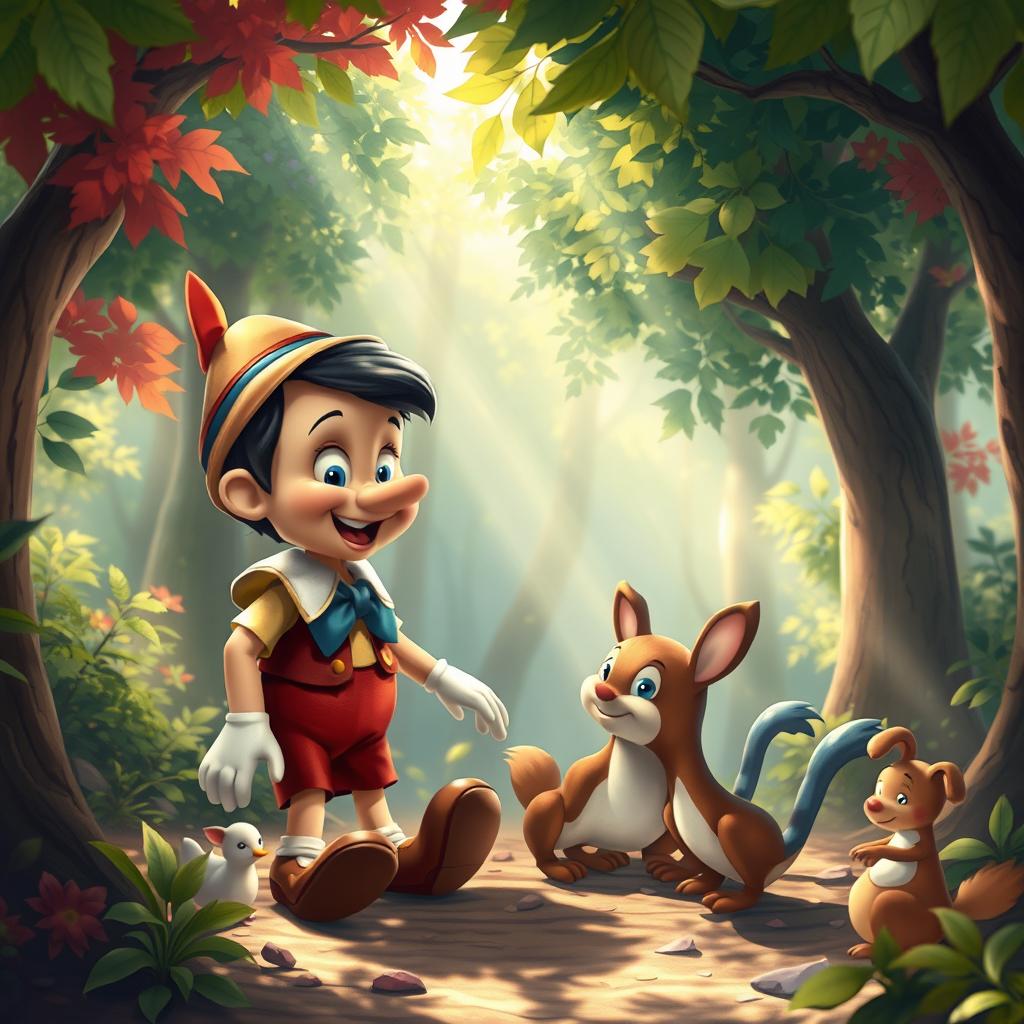 Whimsical Pinocchio in the Enchanted Forest