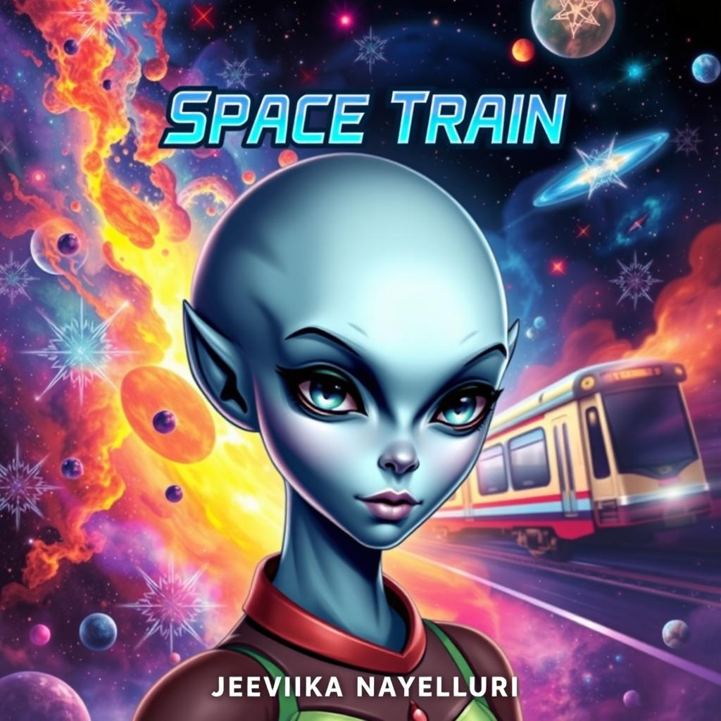 A captivating cover for the story 'Space Train' by Jeevika Naylor Puri