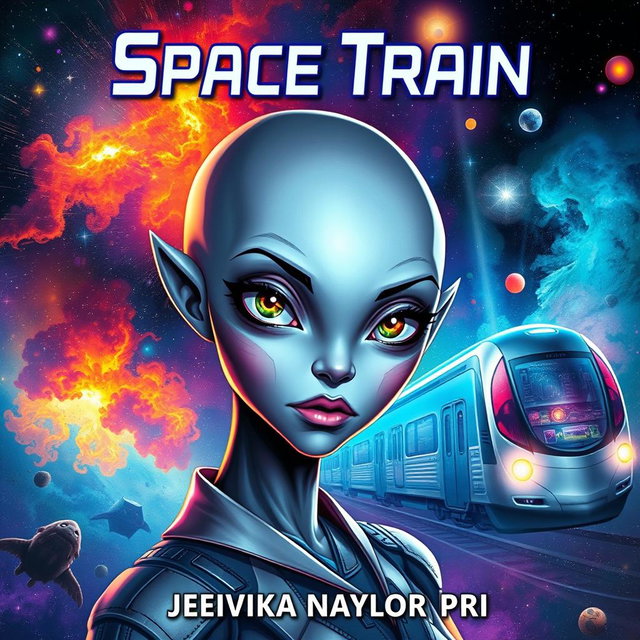 A captivating cover for the story 'Space Train' by Jeevika Naylor Puri