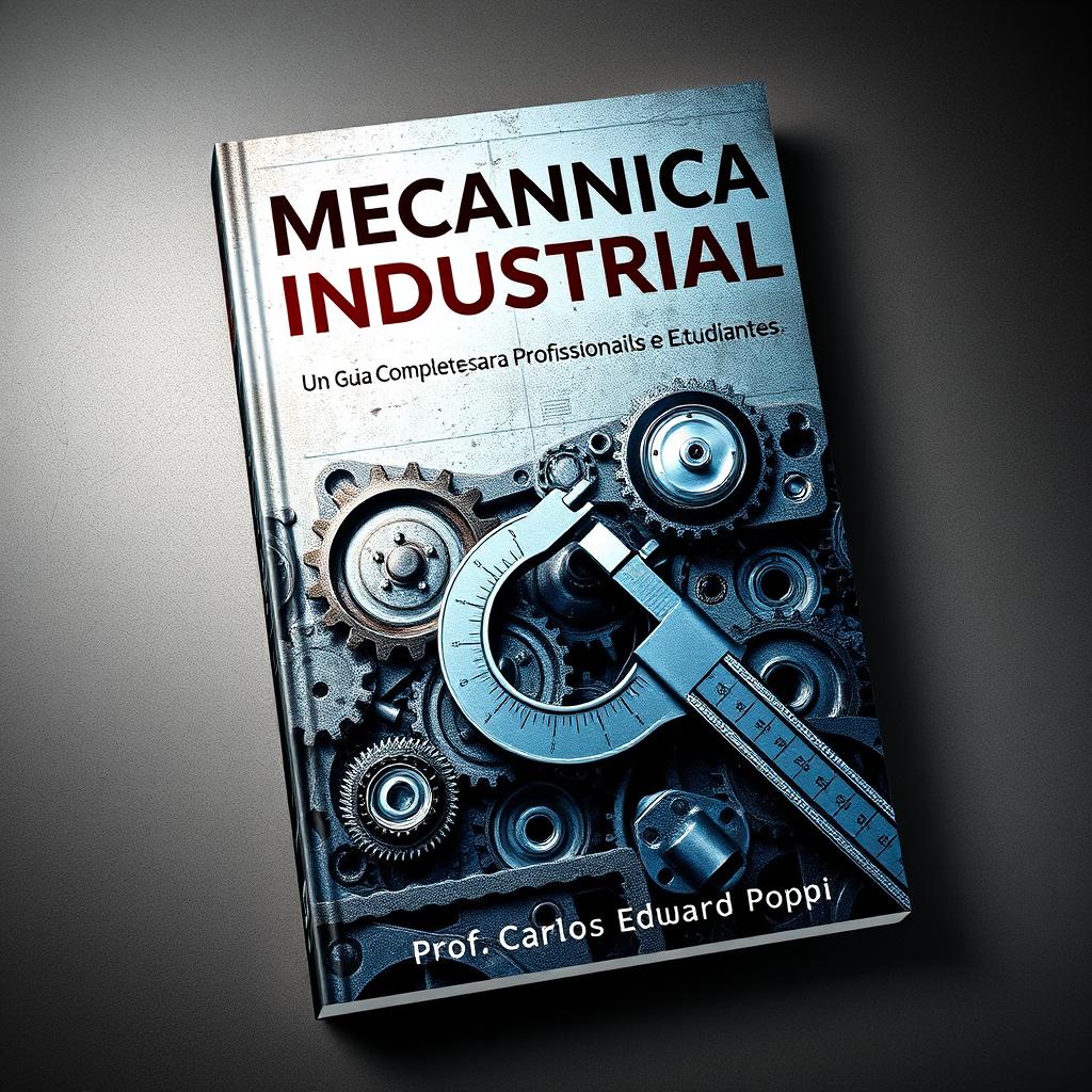 A visually striking book cover featuring an illustration of the mechanical world, prominently displaying intricate gears and a micrometer