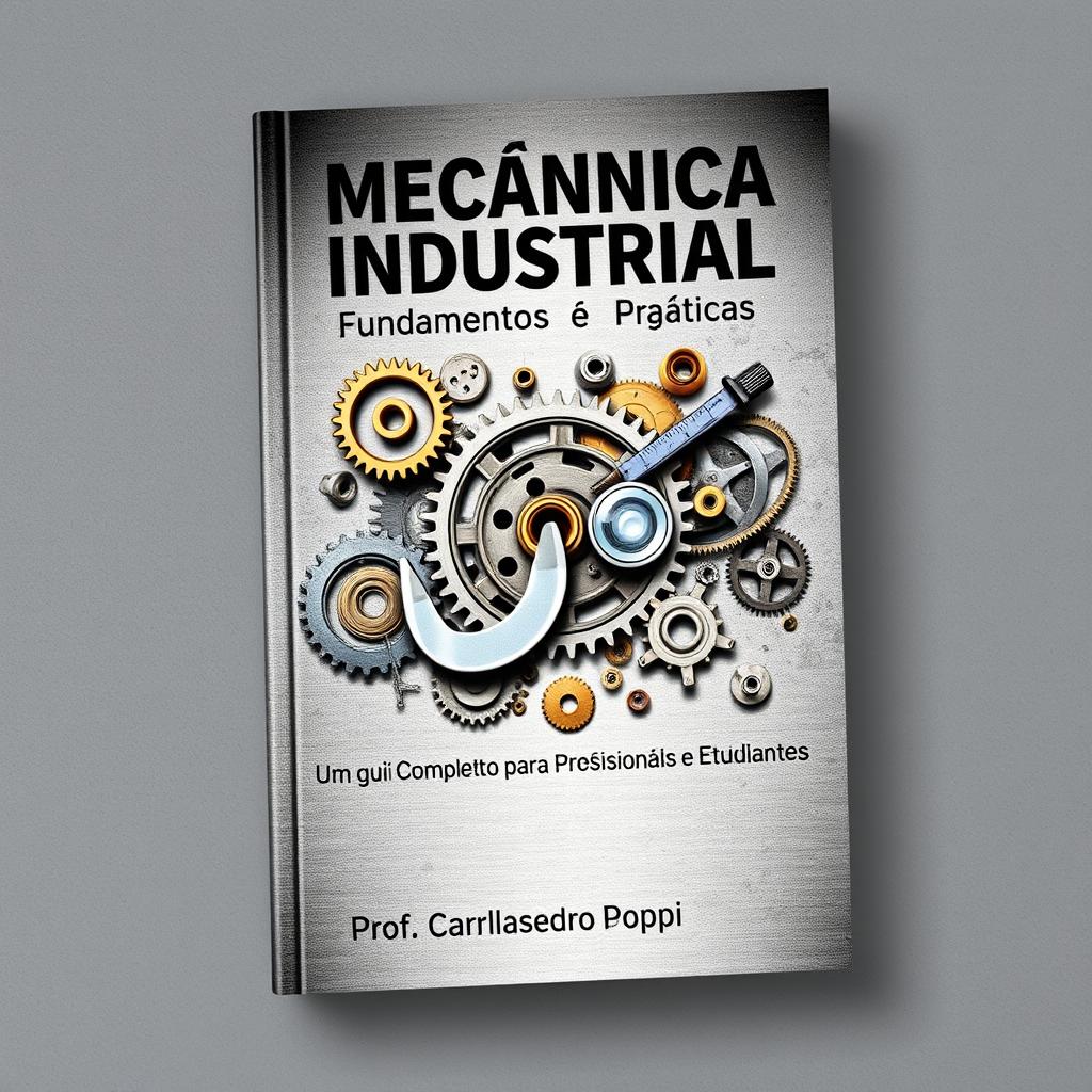 A captivating book cover design featuring an intricate illustration of the mechanical world, prominently displaying gears, a micrometer, and various mechanical components, symbolizing precision and engineering excellence