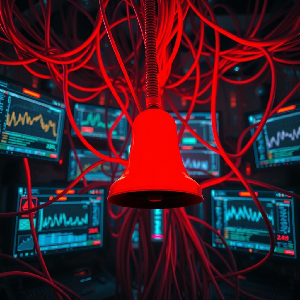 An artistic representation of chaos resulting from a network failure