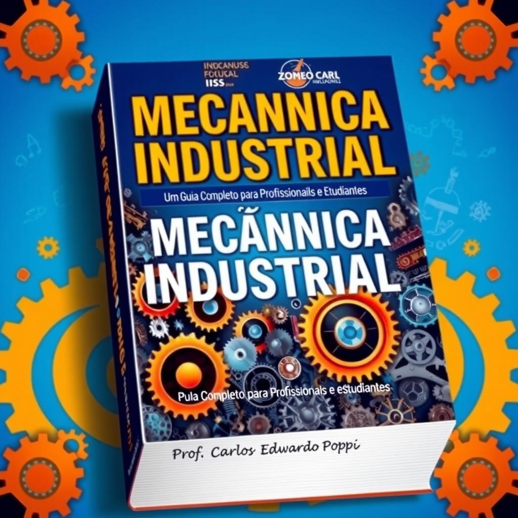 A visually captivating book cover design that showcases the world of mechanics, featuring intricate illustrations of gears and mechanical components