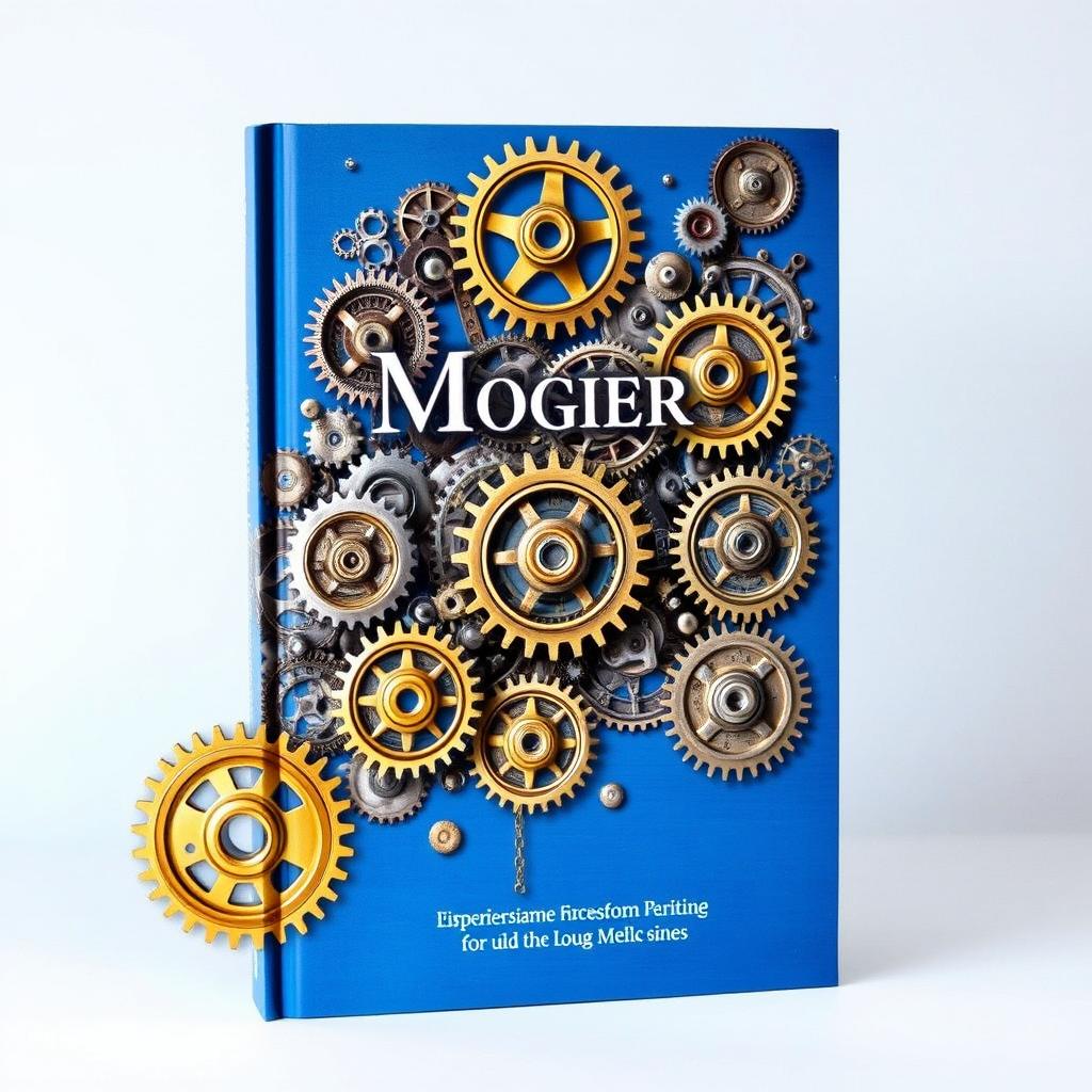 A book cover featuring an intricate illustration of a mechanical world, highlighting various gears and cogs interlocking with each other, showcasing the complexity and beauty of machinery