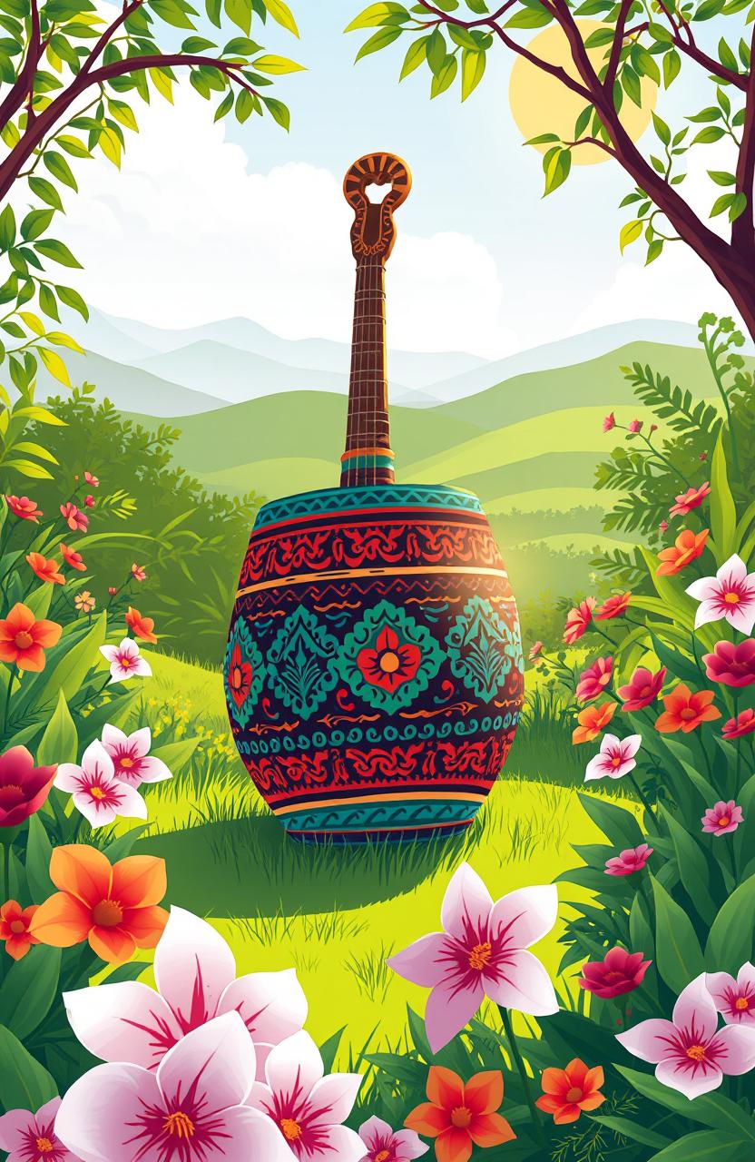 A beautifully stylized illustration of a pan caniti, featuring an intricate design of colorful patterns and textures