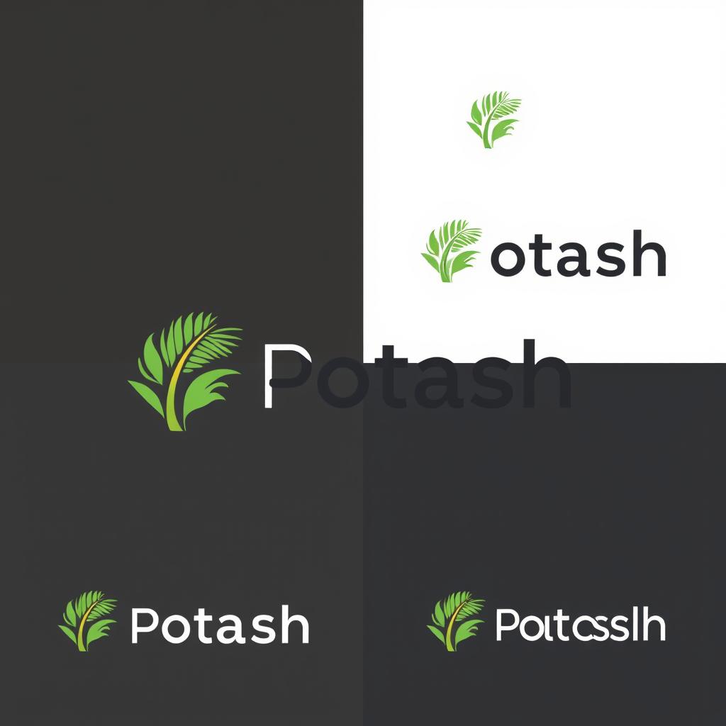 A professional logo design for "Potash Chemicals", an industry focused on producing potassium salt from Oil palm empty fruit bunch ash