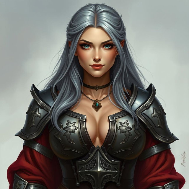 A beautiful, busty, shy, cute Ukrainian Sun cleric healer