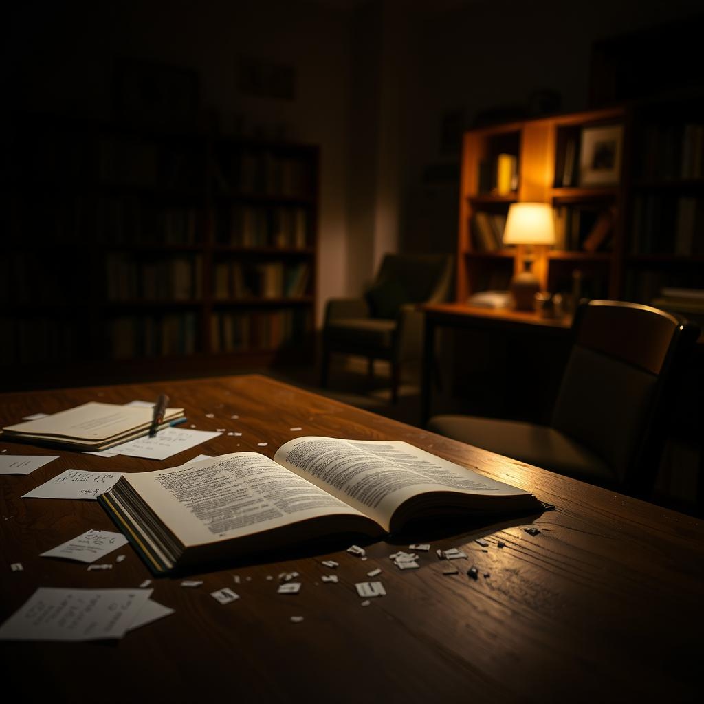 A cozy, dimly lit classroom or living room at night, creating an intimate atmosphere