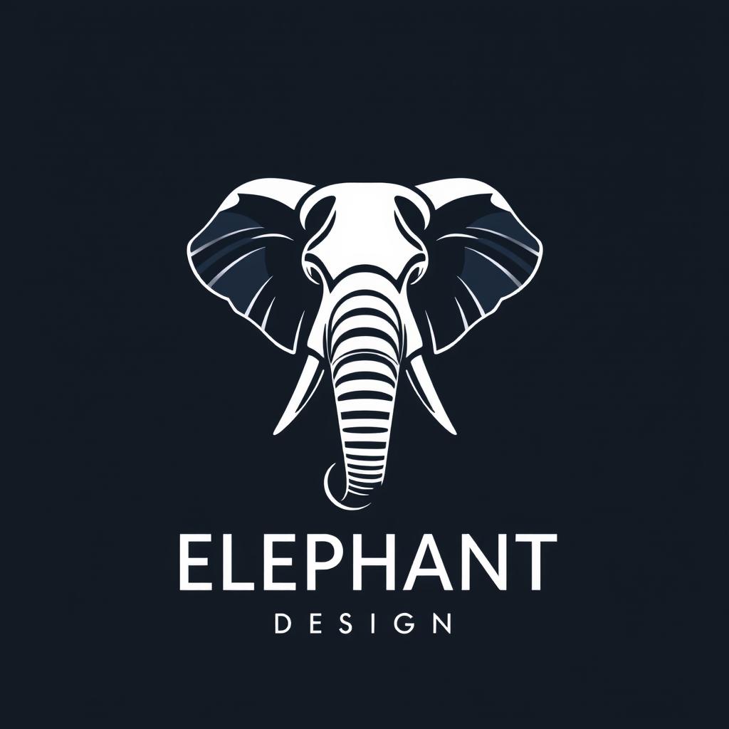 A highly creative, artistic, and visually striking logo featuring an elephant as the central motif