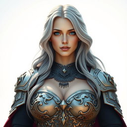 A busty, innocent, and beautiful Ukrainian Sun cleric of the Life Domain standing in a full growth pose