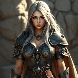 A busty, innocent, beautiful, shy, and cute European crusader cleric of the life domain