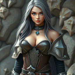 A busty, innocent, beautiful, shy, and cute European crusader cleric of the life domain