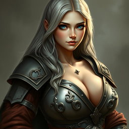 A busty, innocent, fragile yet strong European crusader cleric embodying the life domain