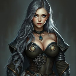 A busty, innocent, fragile yet strong European crusader cleric embodying the life domain