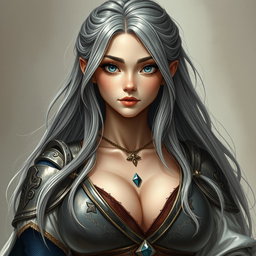 A busty, innocent, fragile yet strong European crusader cleric embodying the life domain