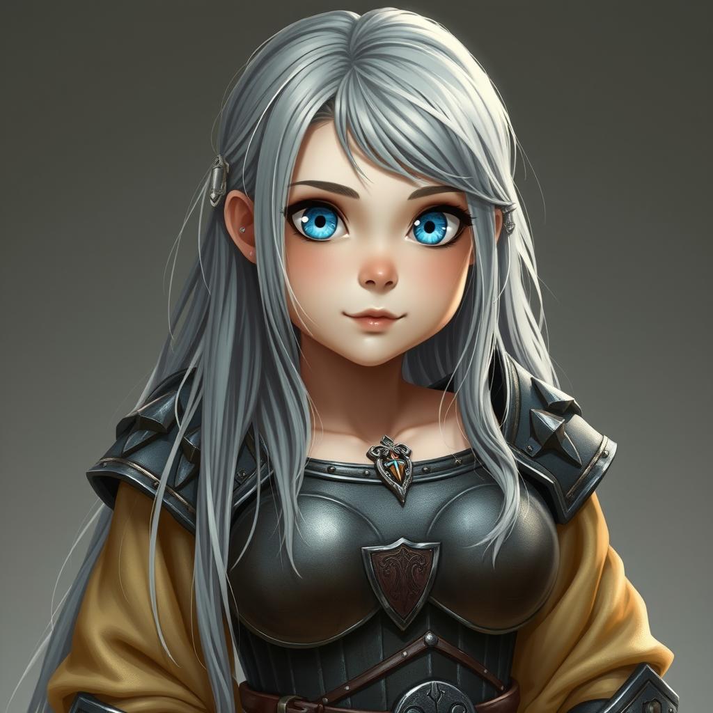A beautiful and cute European crusader cleric of the life domain, presenting an innocent and fragile yet strong persona
