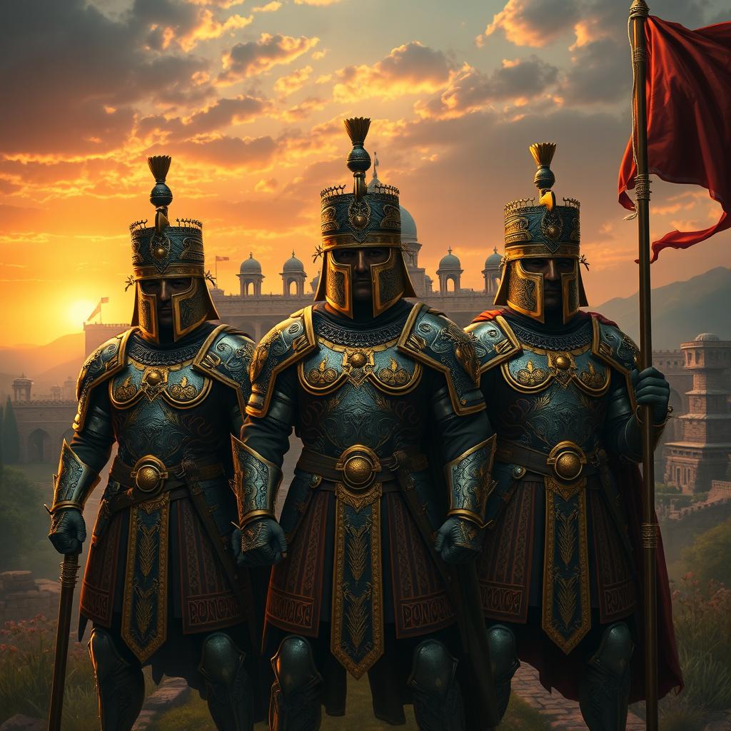 An artistic portrayal of the Immortal Guard of ancient Persia, known as the 'Jarvand' or 'Immortal' warriors