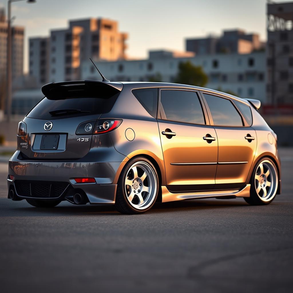 A sleek 2006 Mazda 3 hatchback in a stunning arena gray color