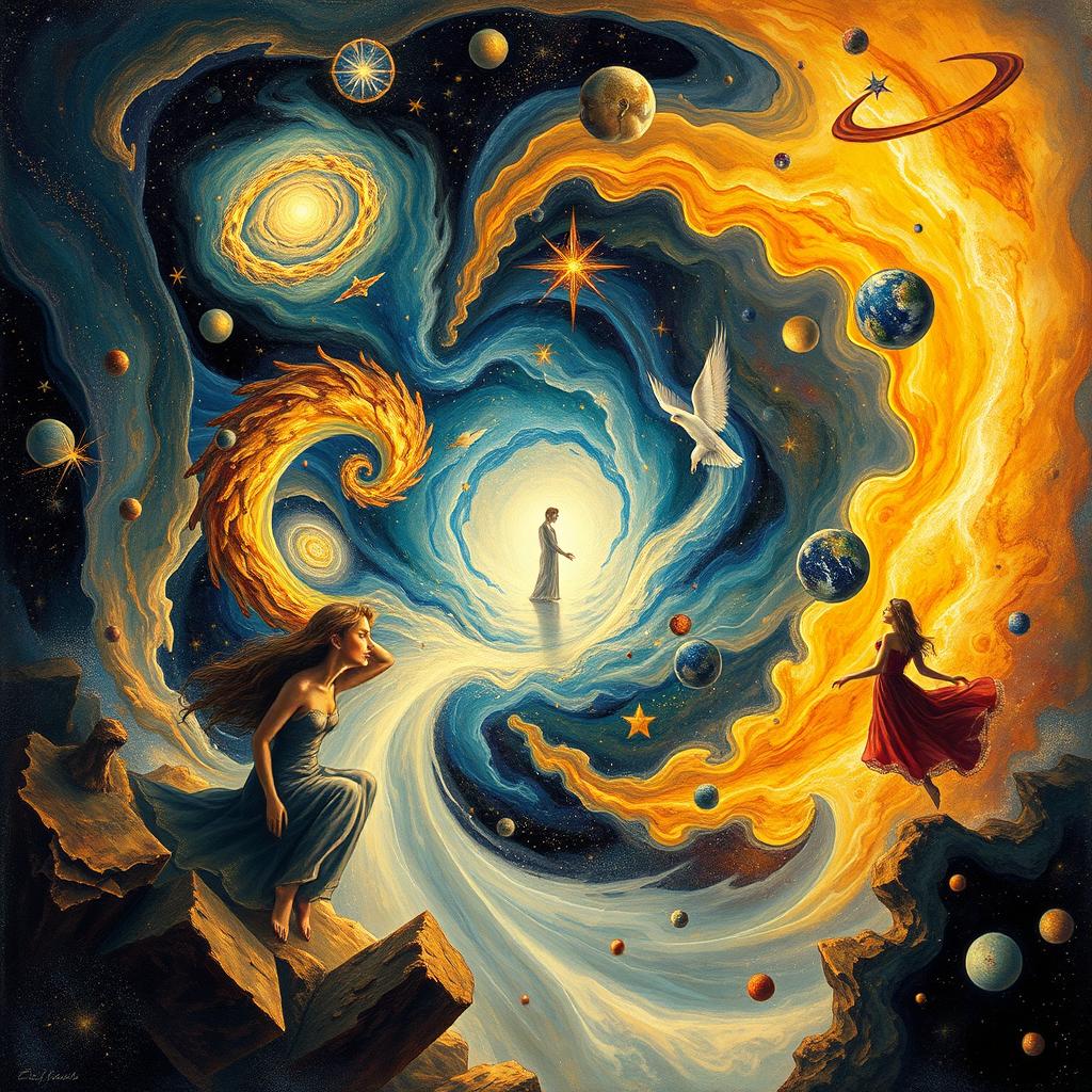 A mesmerizing and abstract representation of Metaphysics, illustrating the essence of existence and reality