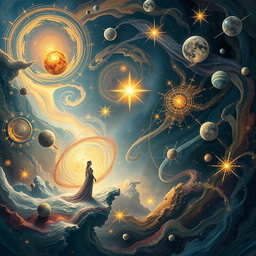 A mesmerizing and abstract representation of Metaphysics, illustrating the essence of existence and reality