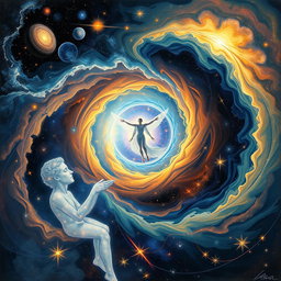A mesmerizing and abstract representation of Metaphysics, illustrating the essence of existence and reality