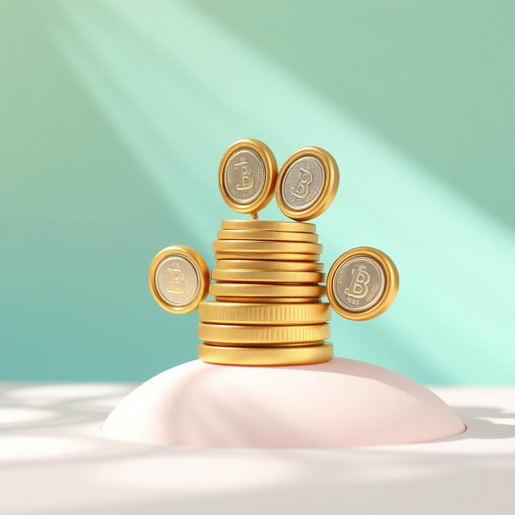 A whimsical and playful design featuring a cute, cartoon-style paw made out of coins