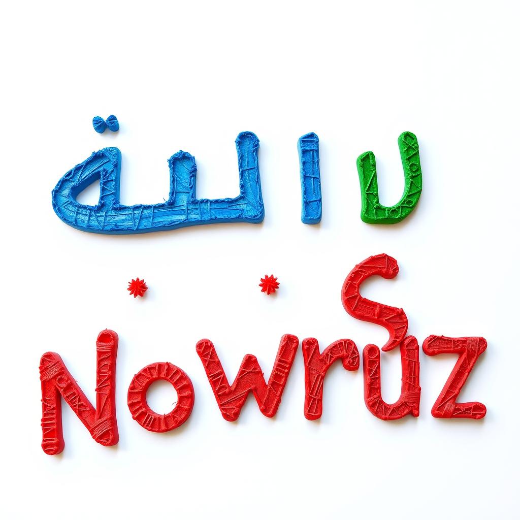 An artistic display of the phrase "نوروز پیروز" crafted in large, bold letters