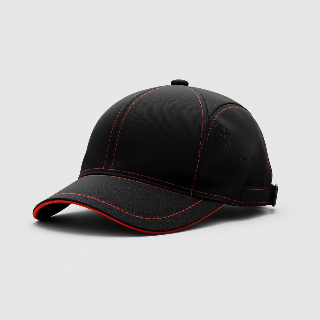 An elegant design concept for a car brand's cap featuring a striking orange and black color scheme, without any logos