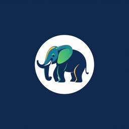 A logo featuring a graphic and artistic design of an elephant, combining simplicity and creativity