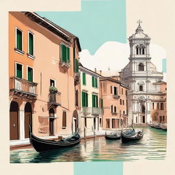 Produce an illustration that is distinctly recognizable as Italy, encompassing elements like its iconic architecture, cuisine, or landscapes.