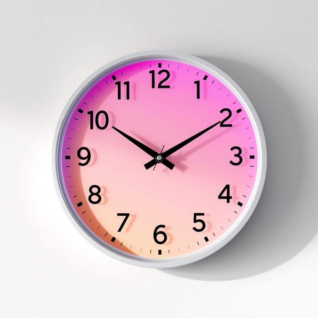 A wall clock displaying the time 12:31, designed with a modern aesthetic featuring a sleek round shape and minimalist design