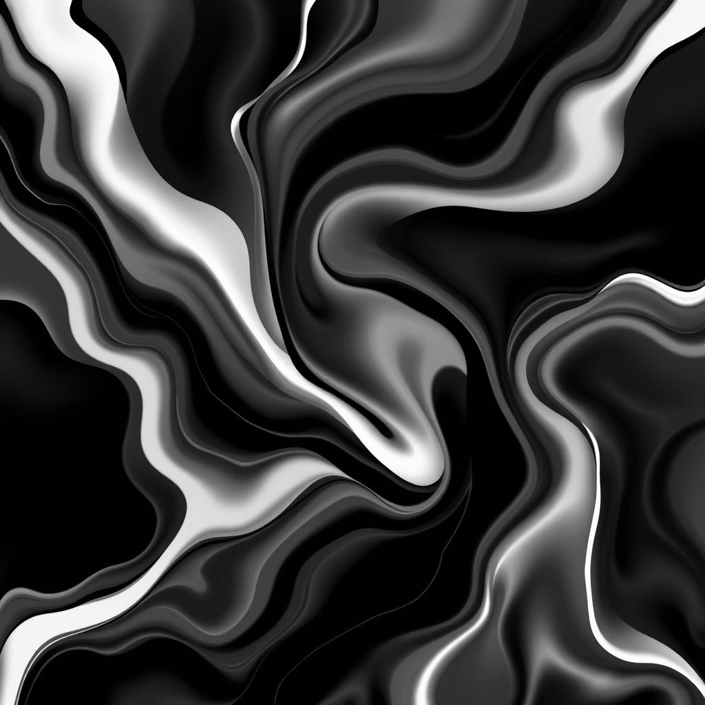 An abstract representation of contrasting colors, where the traditional colors are inverted: vibrant black shapes take the place of white and bright white forms replace black