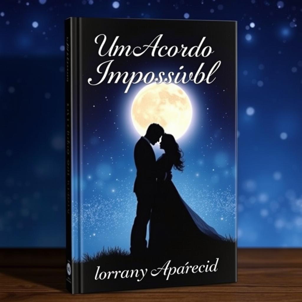 A captivating book cover featuring a serene night scene with a soft, glowing moon illuminating a couple embracing passionately under the stars