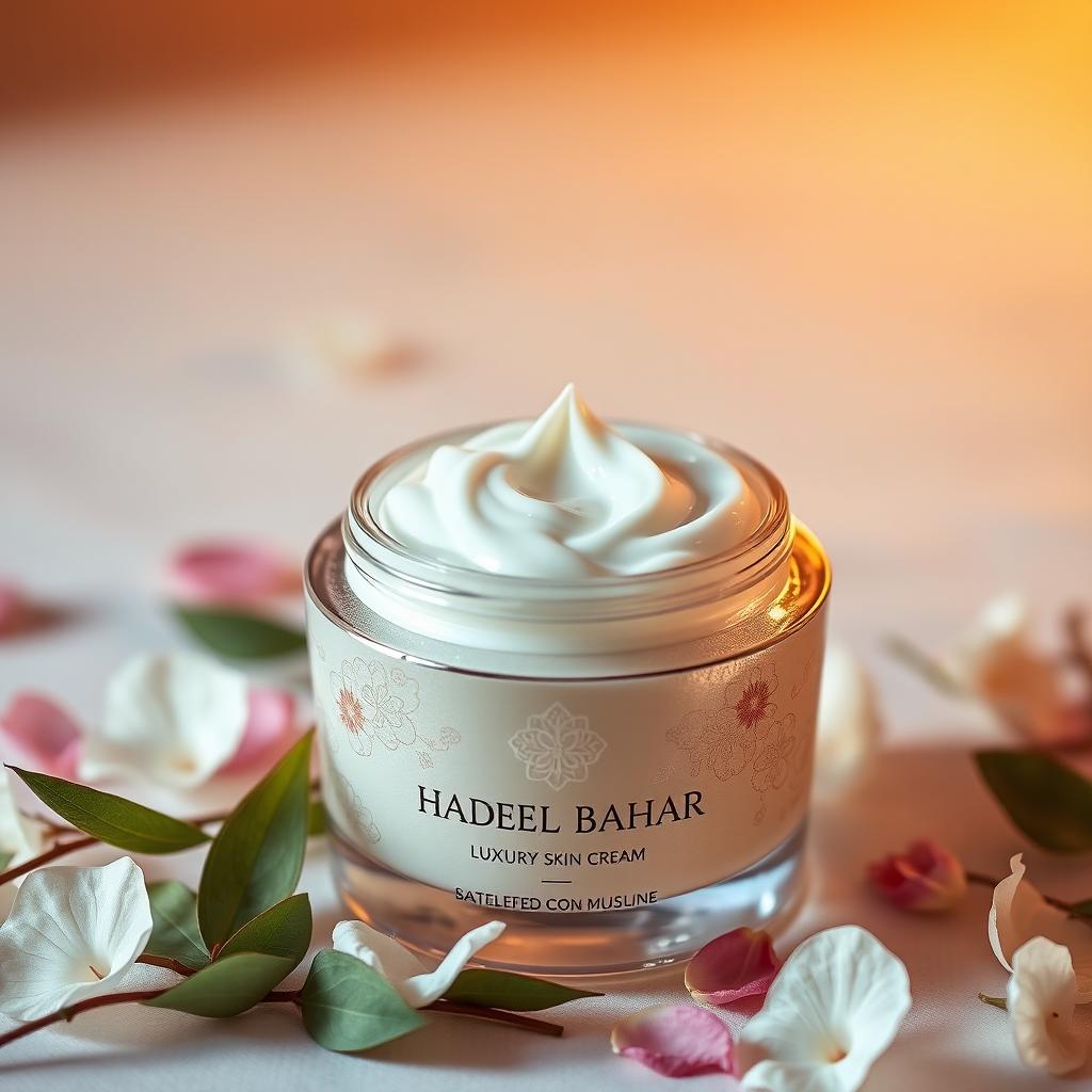 An elegant showcase of the luxurious skin cream brand Hadeel Bahar