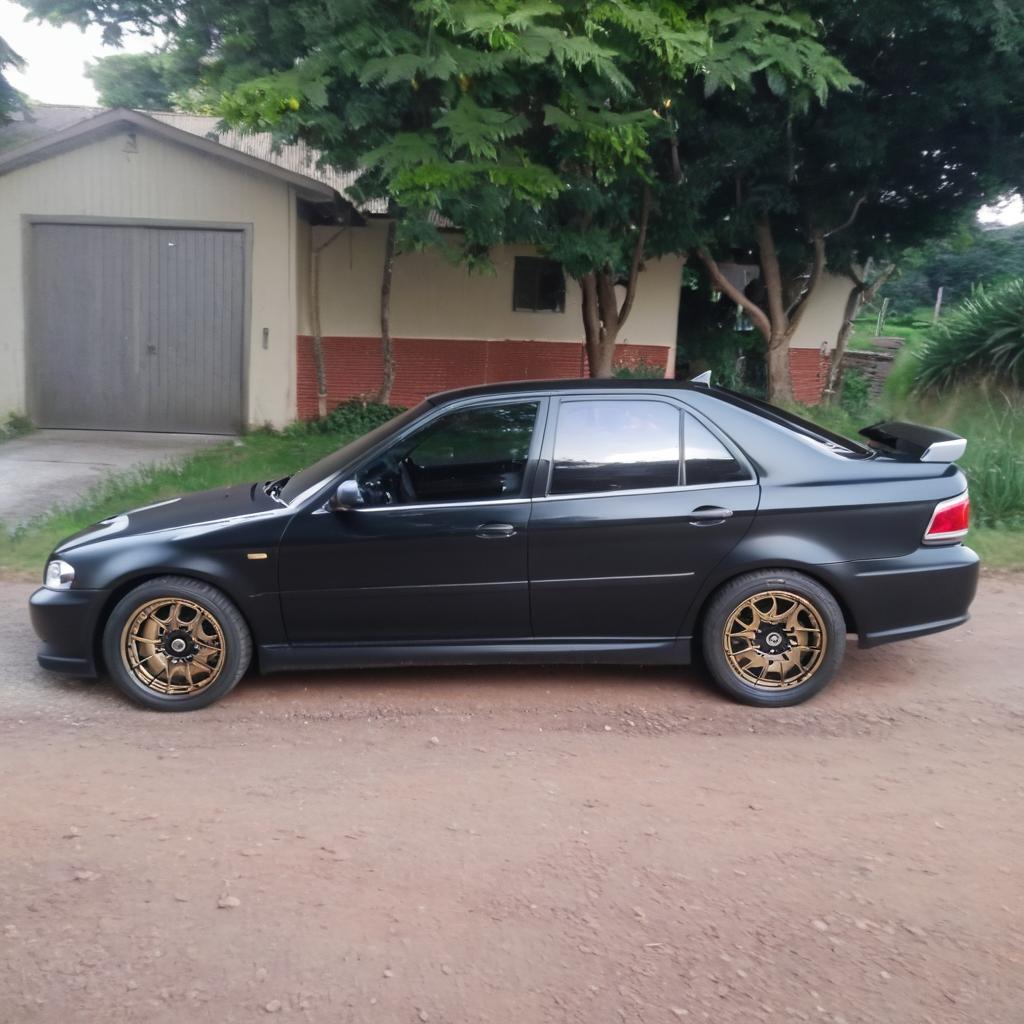 Elegance Meets Nature: Stylish Gold Sedan